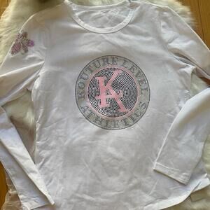 Kardashian Kollection White Long Sleeve Rhinestone Embellished XL Shirt